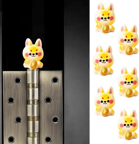Cute Mini Creative Yellow Puppy,Dog Hinge Heads Decorative Topper Set 6PCS, Home Decoration,Magnetic Hinge Head Toppers Door Hinge in Saudi Arabia