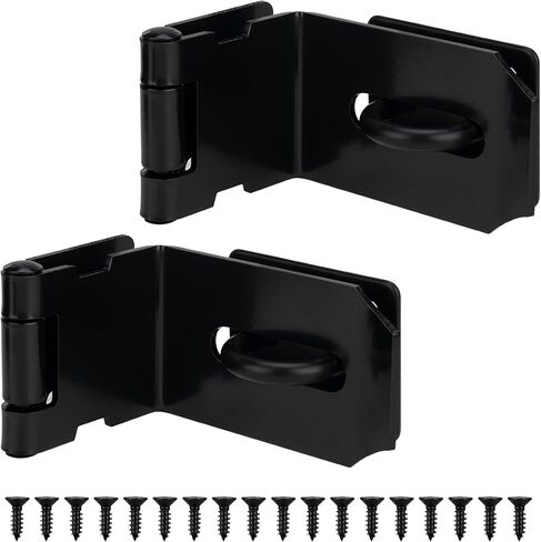 مزلاج بمشبك للباب بزاوية 90 درجة، مشبك قفل أمان من الفولاذ المقاوم للصدأ مقاس 4 بوصات، مناسب للأبواب ذات الزاوية اليمنى الداخلية والخارجية / أبواب الدفع / الانزلاق / الحظيرة، أسود، عبوة واحدة in Kuwait