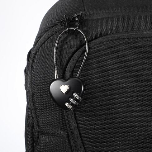 2 PCS 3 Digit Combination Padlock Heart Combination Locks Cute Combo Cable Lock Black Luggage Code Lock with Steel Wire Rope Mini Love Locker Locks for Backpack Luggage Lockers Jewelry Boxes in Saudi Arabia