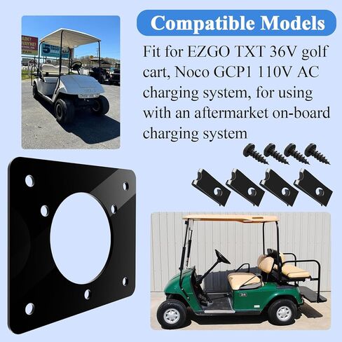 1 Pc Golf Cart Charging Port Adapter Plate Compatible with EZGO TXT 36V Carts Charging Plug, Fit for Noco GCP1 110v AC 36v, for On-Board Charging System & 110V Plug Conversion, with Screws in Saudi Arabia