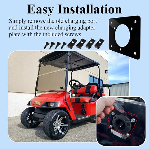 1 Pc Golf Cart Charging Port Adapter Plate Compatible with EZGO TXT 36V Carts Charging Plug, Fit for Noco GCP1 110v AC 36v, for On-Board Charging System & 110V Plug Conversion, with Screws in Saudi Arabia