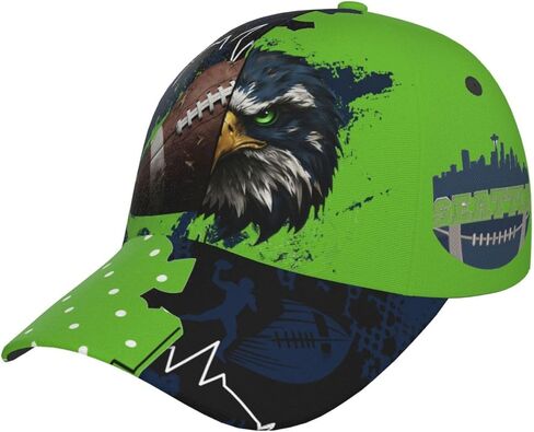 قبعة بيسبول سياتل قابلة للتعديل، قبعة Snapback مع طباعة مدينة كرة القدم للجنسين، هدية يوم اللعبة للرجال والنساء in Saudi Arabia