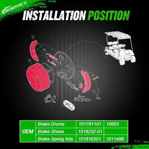 Club Car Brake Repair Kits for DS 1995-UP&Precedent 2004-UP, Golf Cart Brake Drum Kit, Club Car Brake Drum/Hubs&Brake Shoes/Pads&Brake Spring Kit, OEM# 101823201 101816301 101791101 in Kuwait