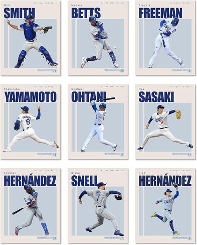 LA Dodgers Player Posters – Los Angeles Dodgers Decorations Baseball Wall Decor - Shohei Ohtani, Mookie Betts, Freeman, Snell, Yamamoto, LA Shohei Ohtani Baseball Merch Unframed Set of 10 (8x10) in Saudi Arabia