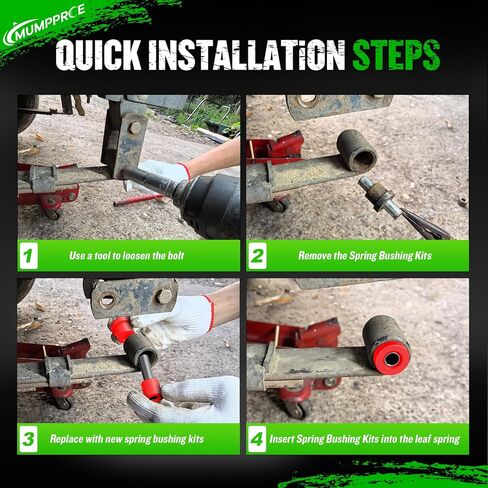 EZGO TXT Spring Bushing Kit, Golf Cart Rear Leaf Spring Polyurethane Bushing and Sleeves for EZGO TXT/Medalist (1994-up) & Club Car DS (1981-up), OEM# 70289-G02 70291-G01 14158-G1 in Kuwait