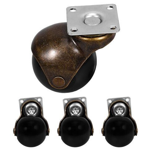 4 Pieces 2-inch Vintage Style Swivel Ball Caster Wheels for Furniture, Silent Small Furniture Wheels with Threaded Stem, Antique Bronze Finish for Cabinets, Coffee Tables, Medical in Saudi Arabia