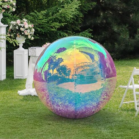 Silver Inflatable Mirror Ball 1m Reusable Large Event Decoration Balloon PVC Bubble Balloon For Party, Wedding, Decor (1 Piece, 1m/39.4in) in Saudi Arabia