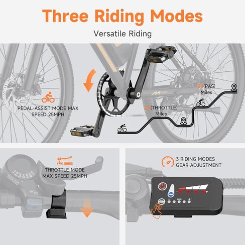 دراجة جبلية كهربائية هاي كيب للبالغين - دراجة ركاب كهربائية 48 فولت مع محرك ذروة 750 وات، دراجة جبلية كهربائية 26 بوصة، بطارية قابلة للإزالة 374 وات في الساعة، سرعة تصل إلى 20 ميل في الساعة، تعليق أمامي وفرامل قرصية مزدوجة in Kuwait