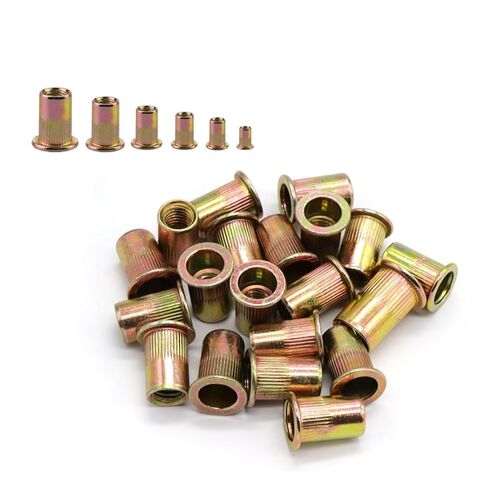 20/50 قطعة M3 M4 M5 M6 M8 M10 M12 برشام المكسرات رأس مسطح الخيوط إدراج غطاء الجوز لبندقية الجوز مطلي بالزنك الكربون الصلب (20 قطعة، M10) in Kuwait