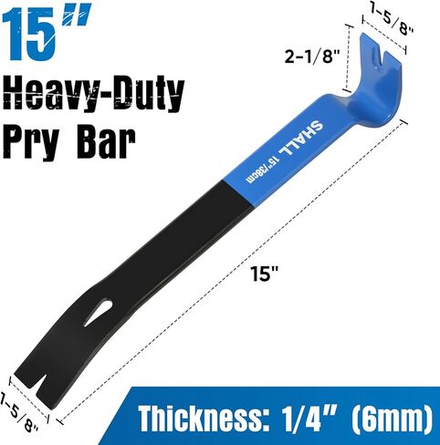 SHALL 15'' Flat Pry Bar, Heavy-Duty Nail Puller Crowbar, High-Carbon Steel Utility Claw Bar, Wonder Bar, Corrosion Resistant Nail Remover Pry Tool for Baseboard Removal, Home Remolding & Woodworking in Saudi Arabia