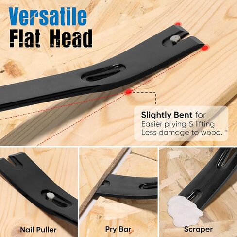 SHALL 15'' Flat Pry Bar, Heavy-Duty Nail Puller Crowbar, High-Carbon Steel Utility Claw Bar, Wonder Bar, Corrosion Resistant Nail Remover Pry Tool for Baseboard Removal, Home Remolding & Woodworking in Saudi Arabia