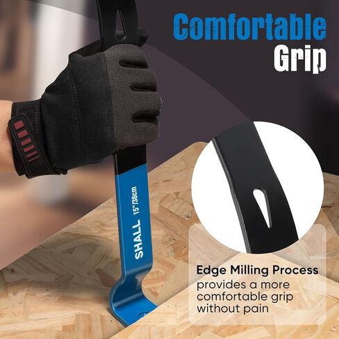 SHALL 15'' Flat Pry Bar, Heavy-Duty Nail Puller Crowbar, High-Carbon Steel Utility Claw Bar, Wonder Bar, Corrosion Resistant Nail Remover Pry Tool for Baseboard Removal, Home Remolding & Woodworking in Saudi Arabia