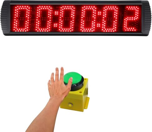 5 Inch 6-Digit LED Race Timer, Running Event Gym Timer for Countdown/Count Up, 12/24 Hour Real Time, Stopwatch with Remote Control, Portable Large Wall Clock（Button+Tripod） in Saudi Arabia