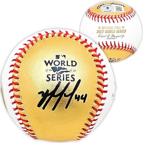Yordan Alvarez Autographed Official 2022 Gold World Series Gold Baseball Astros Beckett BAS Witness (Smudged) in Saudi Arabia