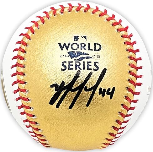 Yordan Alvarez Autographed Official 2022 Gold World Series Gold Baseball Astros Beckett BAS Witness (Smudged) in Saudi Arabia