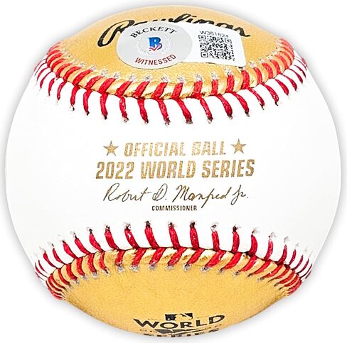 Yordan Alvarez Autographed Official 2022 Gold World Series Gold Baseball Astros Beckett BAS Witness (Smudged) in Saudi Arabia