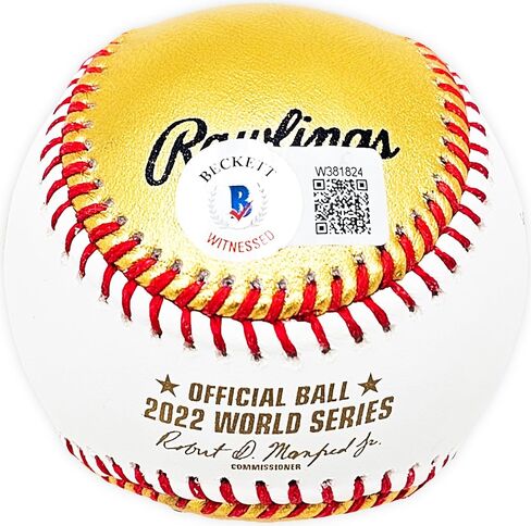 Yordan Alvarez Autographed Official 2022 Gold World Series Gold Baseball Astros Beckett BAS Witness (Smudged) in Saudi Arabia