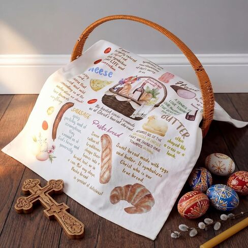 HunnmingRe Easter Orthodox Pascha Basket Cover Table Decoration Religious Gift 28" Traditional Easter Basket Towel Embroidered Ukrainian XB Cloth Communion Prosphora Greek Christian Altar in Saudi Arabia