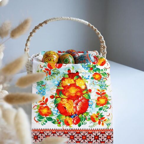 HunnmingRe Easter Orthodox Pascha Basket Cover Table Decoration Religious Gift 28" Traditional Easter Basket Towel Embroidered Ukrainian XB Cloth Communion Prosphora Greek Christian Altar in Saudi Arabia