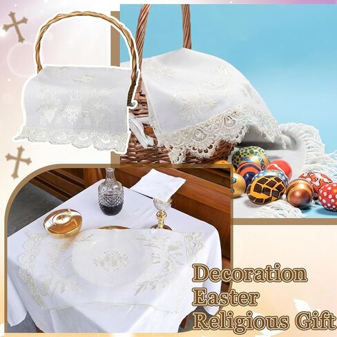 HunnmingRe Easter Orthodox Pascha Basket Cover Table Decoration Religious Gift 28" Traditional Easter Basket Towel Embroidered Ukrainian XB Cloth Communion Prosphora Greek Christian Altar in Saudi Arabia