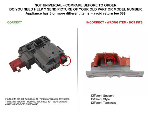 131763255-131763202 CKD763202X Compatible with Frigidaire Washer Door Lock and Switch Assembly fits Old # 131763255-131763202 in Kuwait