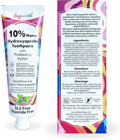 Anymoment 10% Nano Hydroxyapatite Toothpaste (Fluoride Free), Whitening*, Supports Enamel Care*, Appropriate for Sensitive Teeth*, SLS Free, Xylitol nHA Toothpaste for Adults, Mint 4oz (Pack of 2) in Saudi Arabia