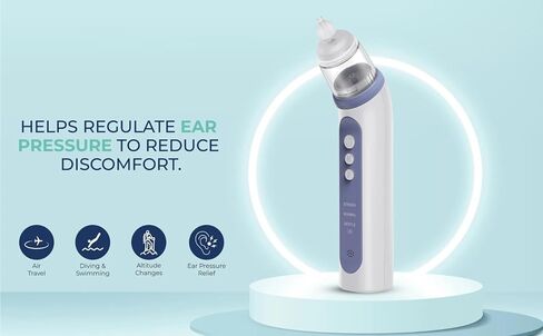 Eustachian Ear Unclogger – Ear Popper for Ear Pressure Relief – Eustachian Tube Relief Device for Flying, Diving & Altitude Changes – Adjustable Airflow, Rechargeable in Kuwait