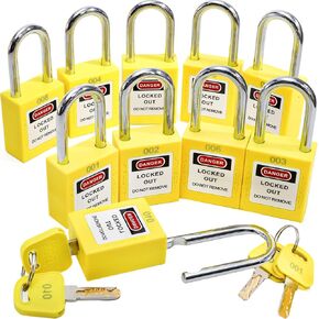 WUWEOT 10 Pack Lockout Tagout Locks, Keyed Different Loto Locks, Yellow Electrical Lock Out Tag Out Padlocks with 2 Keys Per Lock for Lockout Tag Out Stations and Devices (OSHA Compliant) in Kuwait