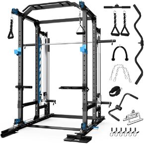 Power Cage with Cable Crossover/Smith Machine System LAT-Pull Down System Power Rack Squat Rack Training Attachments for Home Gym in Kuwait