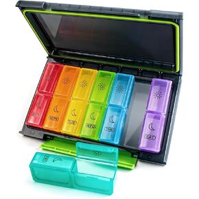 Remtise Weekly Pill Organizer, 7 Day Pill Box (2-Times-A-Day) Portable for Travel with Moisture-Proof Design Am/Pm Pill Case to Pills/Vitamin/Fish Oil/Supplements in Kuwait