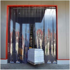 ستارة باب PVC معزولة حرارياً - ستارة شريطية مقاومة للماء والرياح للتحكم في المناخ، غطاء باب شفاف ناعم (W225xH280cm/88.58x110.2in) in Kuwait