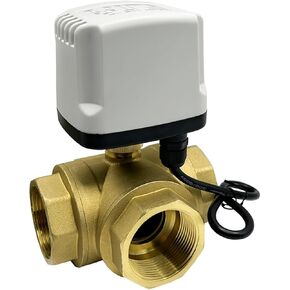 DN40 3 طريقة نحاس IP65 مقاوم للماء صمام كروي مزود بمحرك 3-سلك 2 تحكم T نوع AC220V DC12V DC24V صمام كروي (نوع 220VAC_L) in Kuwait