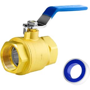 WiseWater 1 "NPT صمام كروي نحاسي بمنفذ كامل، مع مقبض أزرق 1/4 دورة، 600 WOG، تركيبات سباكة، معتمد من UPC، قطعة واحدة in Kuwait