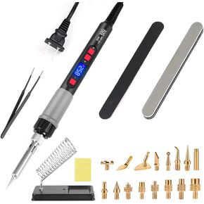 3D Printer Smoothing Tool Kit, MecRecare 80W Heat Set Insert Tool LCD display Digital Soldering Iron with Heat Insert Brass Nut Kit & Soldering Tips-3D Pringting Parts & Accessories in Kuwait