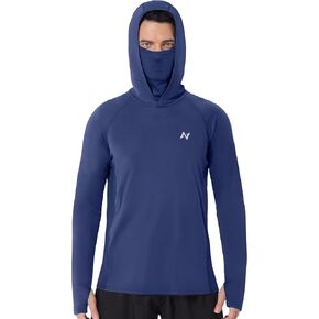 سترة بغطاء للرأس للرجال من Isnowood بعامل حماية من أشعة الشمس 50+، حماية من الأشعة فوق البنفسجية وأكمام طويلة مع قناع للتنزه في الهواء الطلق in Kuwait