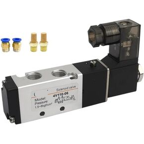 1PCS 4V110-06 Air 2-Position 5-Way Electro-Pneumatic with Pneumatic Connector Solenoid Valve DC12V DC24V AC220v AC110V AC36V(with 8mm Fittings,DC24V) in Kuwait
