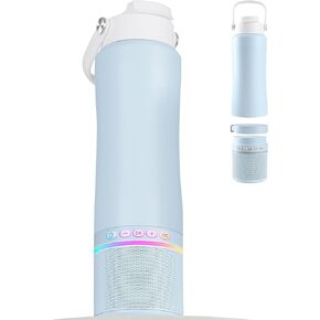 Water Bottle with Portable Bluetooth Speaker - Modular Insulated Water Bottles w/Handle, BT5.3, TWS Pairing Speaker and Stainless Steel Cups for Camping Sports Beach (Black) in Kuwait