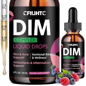 مكمل قطرات سائلة من DIM للنساء - تناغم الهرمونات للنساء ومكملات حب الشباب مع الفيتامينات المتعددة والإينوزيتول والسلفورفان - توازن الهرمونات، دعم البشرة والمزاج الشفاف، نكهة التوت المختلطة 2 أونصة سائلة in Kuwait