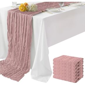 6 عبوات من مفرش طاولة من القماش القطني الأخضر مقاس 35 بوصة × 120 بوصة من قماش الشاش مفرش طاولة شفاف ريفي لحفلات الزفاف وأعياد الميلاد وحفلات استقبال المولود الجديد باللون الأخضر المريمية 6 عبوات in Kuwait