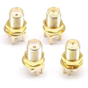 RP-SMA أنثى 16.5 مم جاك محول القابس حافة اللحام P C B الزاوية اليمنى المستقيمة جبل RF النحاس موصل التوصيل المقبس 5 قطع (RP-SMA أنثى نصف) in Kuwait