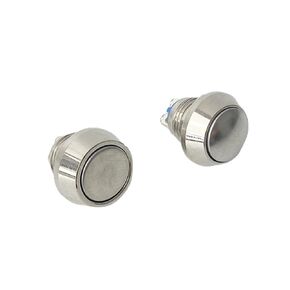 12mm DIY Reset Metal Push Button Switch 1A Spherical Ball Head Copper Plated Nickel Car Horn Door Control(Flat Head,1pc) in Kuwait