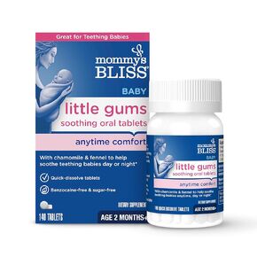 Mommy's Bliss Little Gums Soothing Oral Tablets, Great for Teething Babies, Benzocaine-Free & Sugar-Free, 2 Months+, 1 Bottle (140 Tablets) in Kuwait