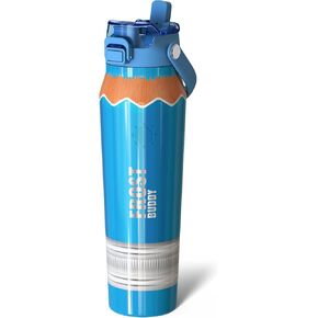 زجاجة مياه معزولة من فروست بادي سعة 24 أونصة مع غطاء بماصة وغطاء | الفولاذ المقاوم للصدأ المقاوم للتسرب | 24 ساعة باردة | مقاوم للعرق، مناسب لحامل الأكواب | مثالي للصالة الرياضية والسفر والرياضة والترطيب اليومي in Kuwait