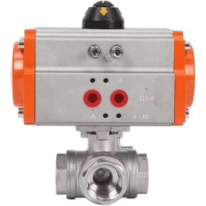 1-1/2 "ثلاث قطع صمام كروي هوائي ثلاثي الاتجاه ذو منصة عالية 304 من الفولاذ المقاوم للصدأ Q611F-16P أسطوانة مزدوجة التمثيل (نوع T) in Kuwait