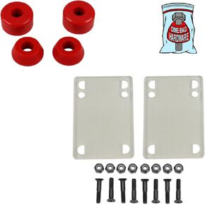 Dime Bag Skateboard Bushings (for 2 Trucks) + Clear Riser Pads and 1" Phillips Hardware (96A Red) in Kuwait