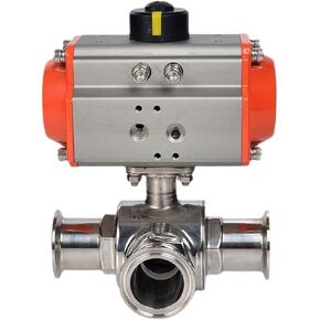 51mm 3 طريقة 304 الفولاذ المقاوم للصدأ ثلاثي المشبك الطويق نوع صمام الكرة الهوائية مع اسطوانة مزدوجة التمثيل in Kuwait