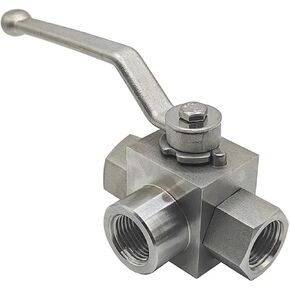 صمام كروي ثلاثي الاتجاه من الفولاذ المقاوم للصدأ عالي الضغط على شكل حرف L لولبة داخلية 1/4 بوصة 3/8 بوصة 1/2 بوصة 3/4 بوصة 1 بوصة صمام مياه بمفتاح هيدروليكي(1) in Kuwait