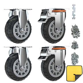 Casters Wheels with Safety Dual Locking, Set of 4, Heavy Duty, Max Load 2000LBS, for Cart, Furniture, Workbench (Black, 10cm/4", 2Pcs Fixed +2Pcs Locking Swivel) in Saudi Arabia