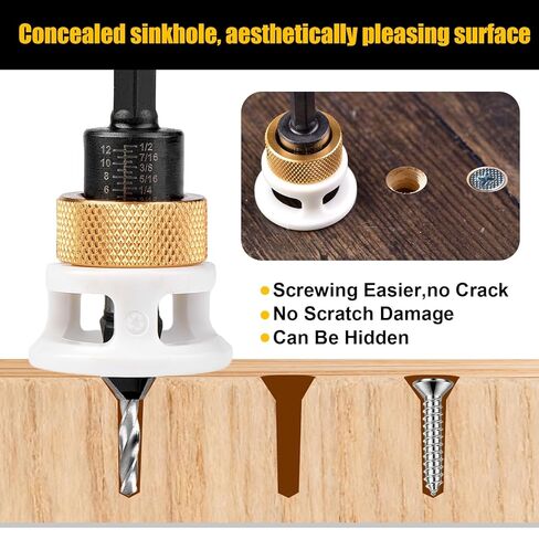 4 Pcs Carbide Countersink Drill Bit Set for Wood, 4-Flute Woodworking Countersink Drill Bit Set with Adjustable Low Friction Depth Stop, Carbide Bits with Stop Collar (2.8/3.2/3.5/4mm) in Saudi Arabia