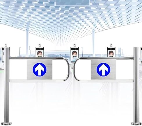 بوابة أمان متأرجحة ذاتية الإغلاق بنابض - بوابة معدنية صناعية مفتوحة بزاوية 90 درجة لمحلات السوبر ماركت والمكتبات ومداخل المتاجر 180 × 97 سم متينة وآمنة in Kuwait